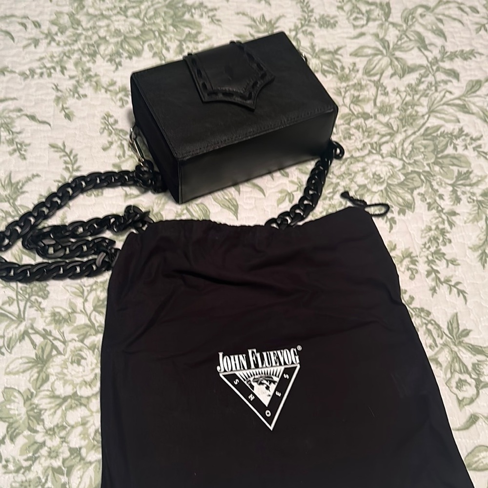 John Fluevog Jenny black leather handbag